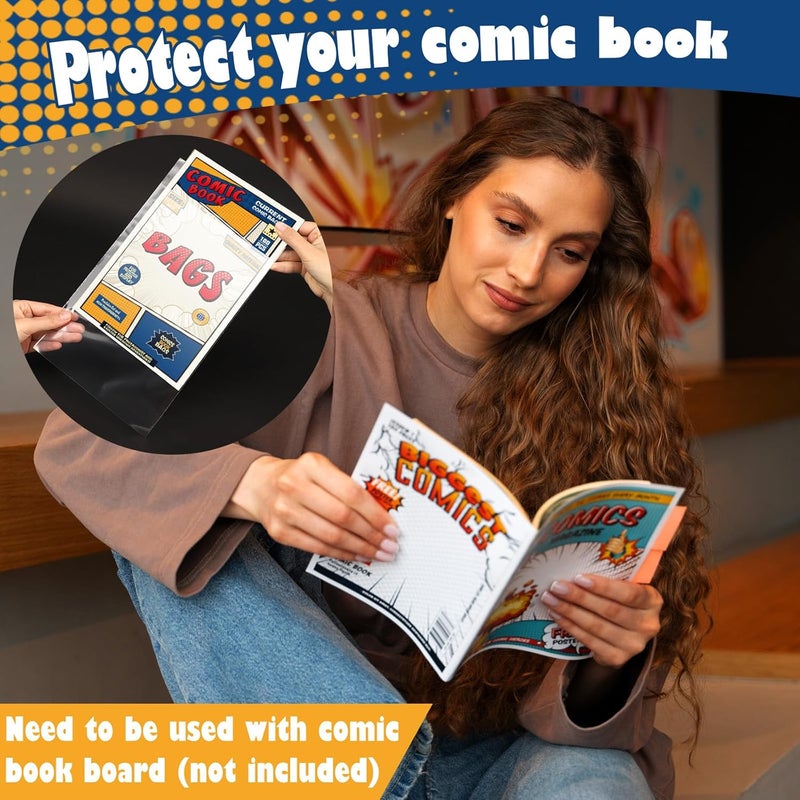 Leffis 200 Count Comic Book Bags, Current Size Comic Bags 7.2 X 10.5 inch Transparent Acid-Free and Reusable Comic Book Sleeves for Regular Comics - Image 5